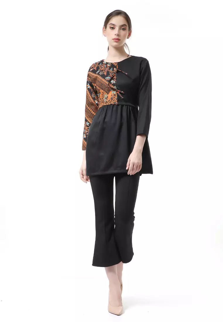 Olaf Atasan Wanita Batik Kerja Elegant Design Material Cotton ORIGINAL - Black