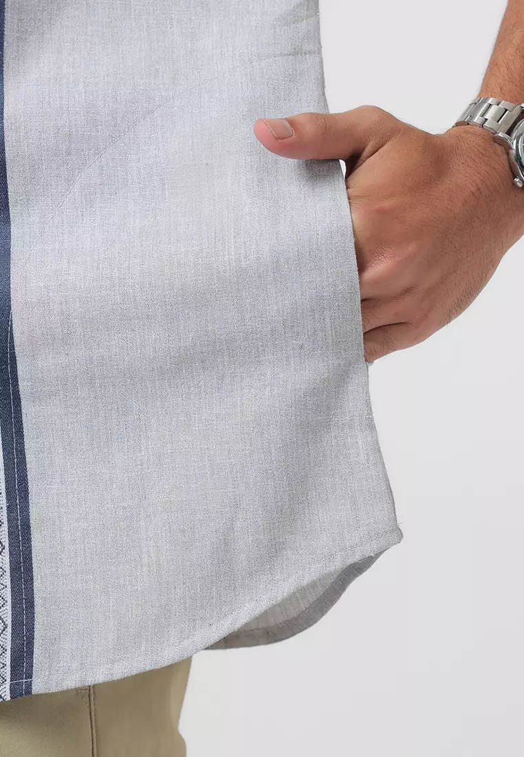 Kemeja Koko Pria Lengan Pendek Baju Muslim Pria AFFAN GREY