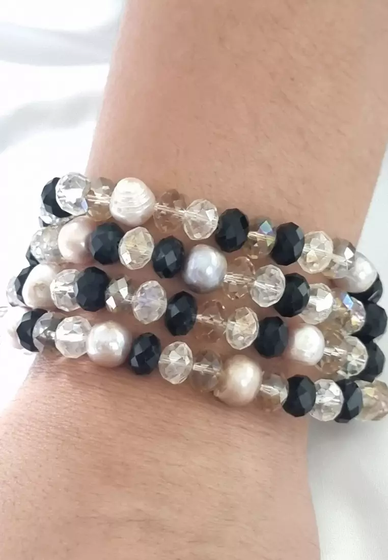 Pearl Crystals Multilayer Bracelet Gelang Mutiara Wanita Multi