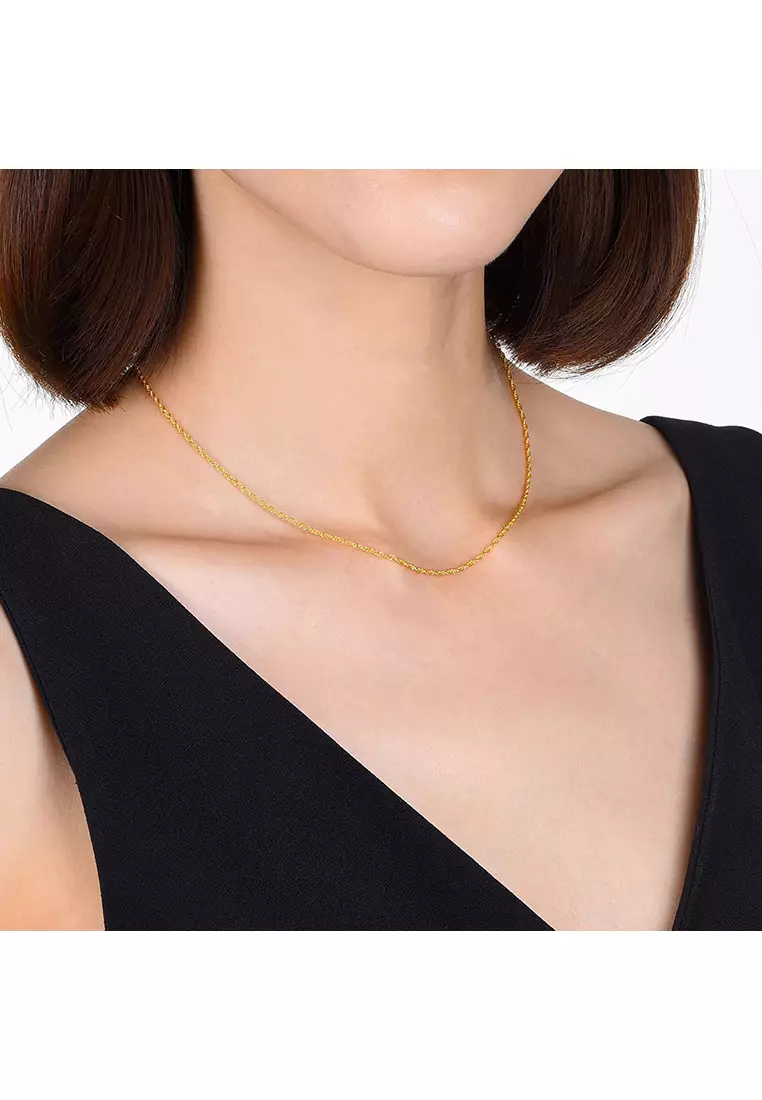 375/9K Gold Wave Necklace R001 (2.10MM, 52CM)