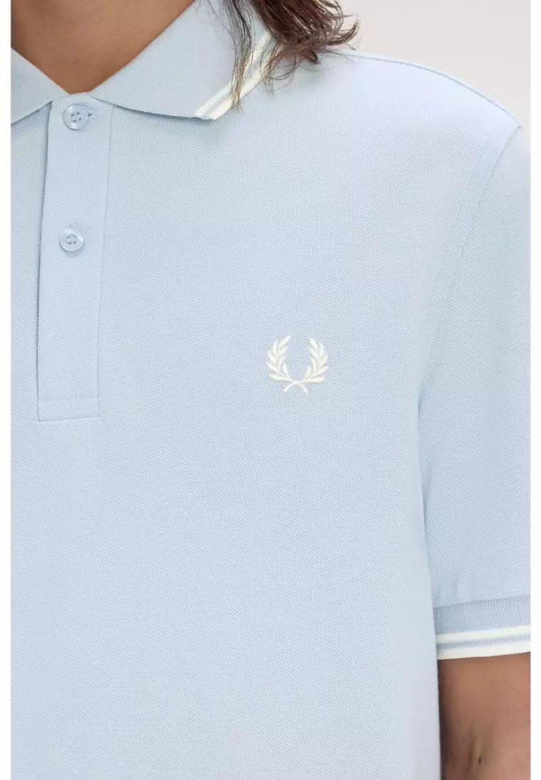 Fred Perry M3600 Twin Tipped Fred Perry Shirt (Light Smoke / Ecru / Ecru)