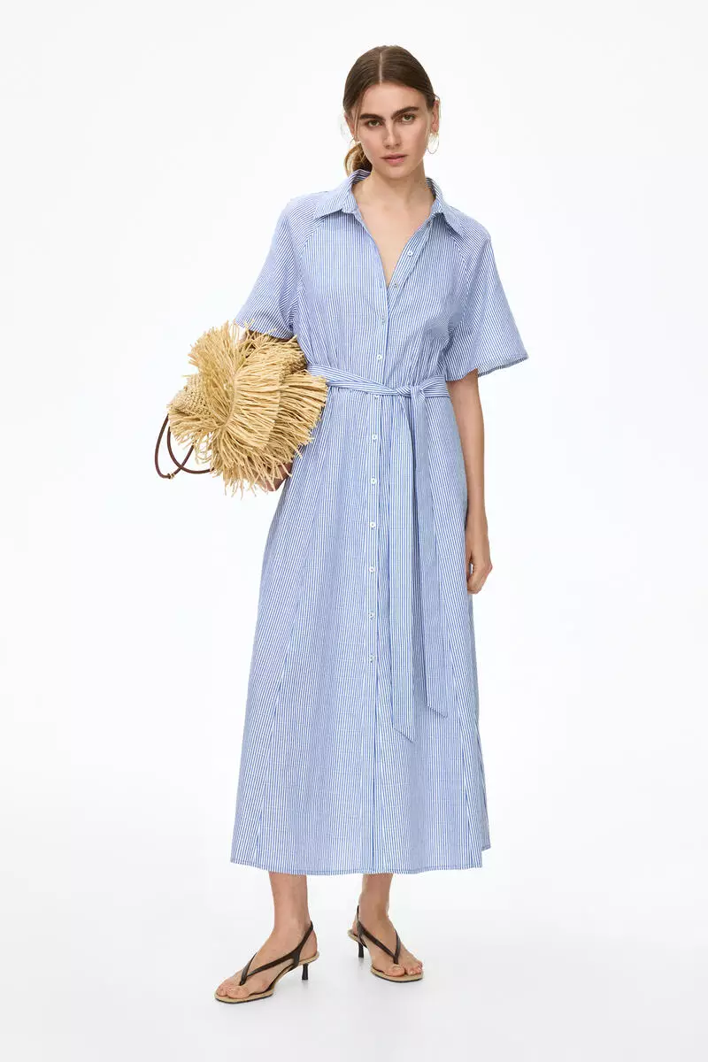 Tie-belt shirt dress