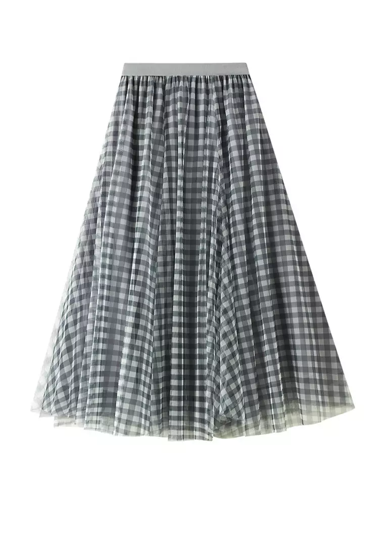 Buy Twenty Eight Shoes Plaid Mesh Maxi Skirt AF8806 2024 Online