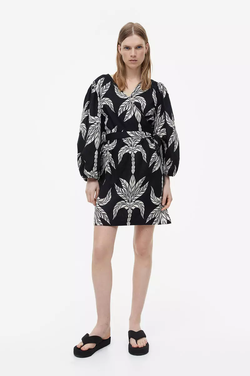 Buy H M Linen blend wrap dress 2024 Online ZALORA Singapore