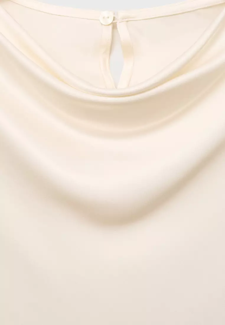 Satin Blouse with Draped Neck