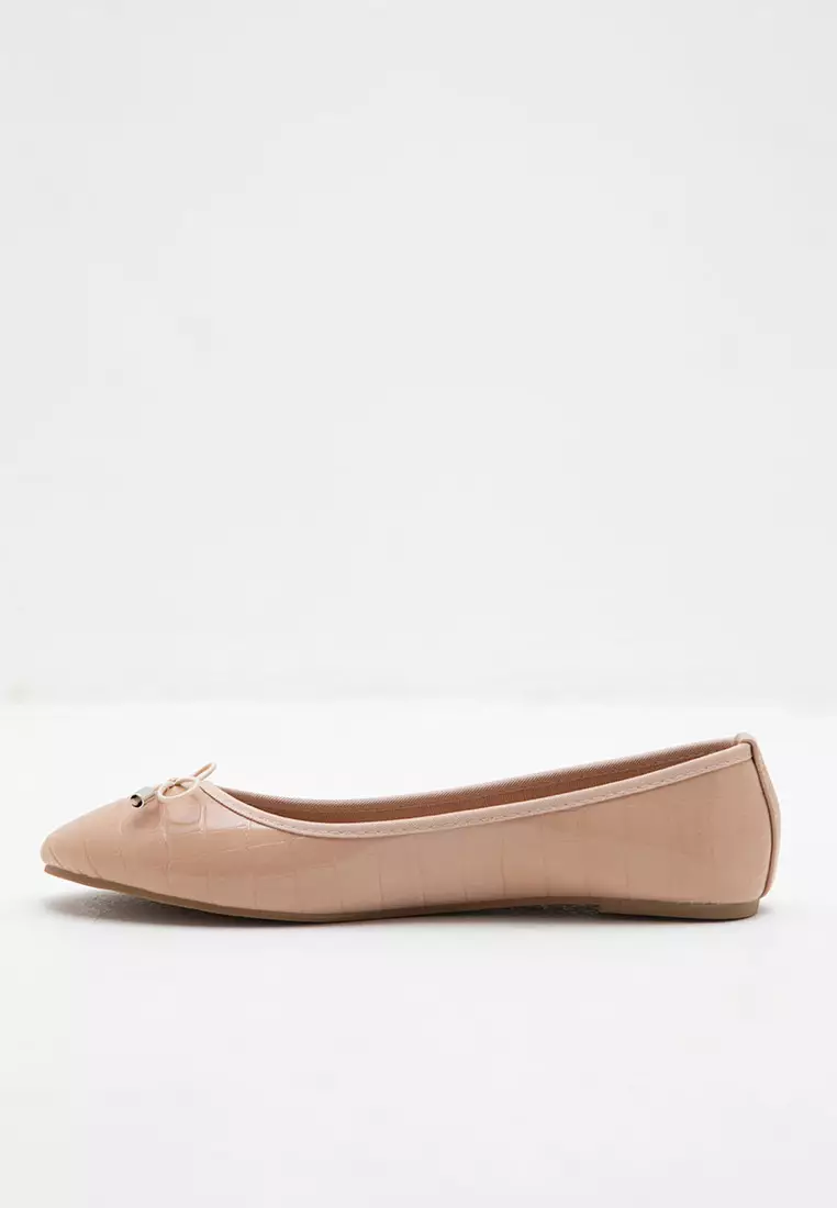 Sofia Fana Bow Flat Beige