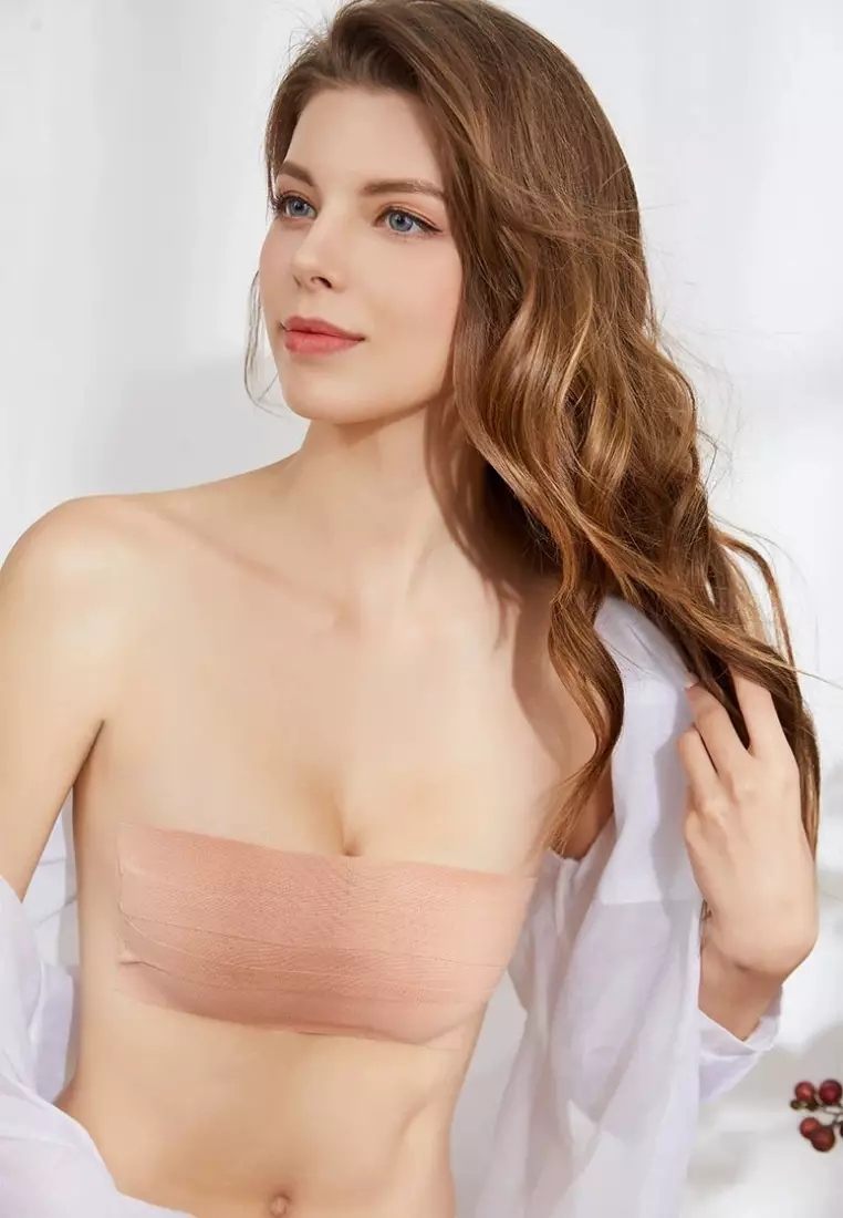 Premium Non Adhesive Nubra Nipple Cover and 5cm Body Tape Invisible Breast Lifting and Sports Muscle Tape Roll in Nude