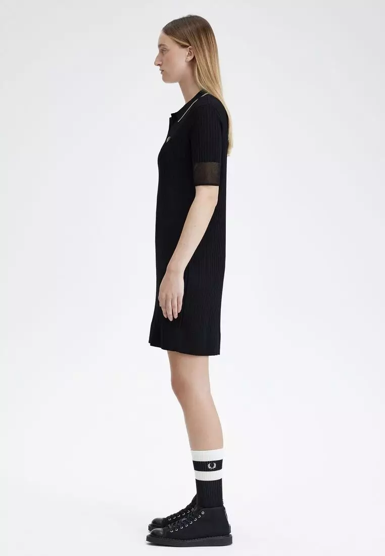 ワンピース FRED PERRY SHEER TRIM KNITTED SHIRTDRESS FRED PERRY（フレッドペリー）の「Sheer Trim Knitted Shirt
