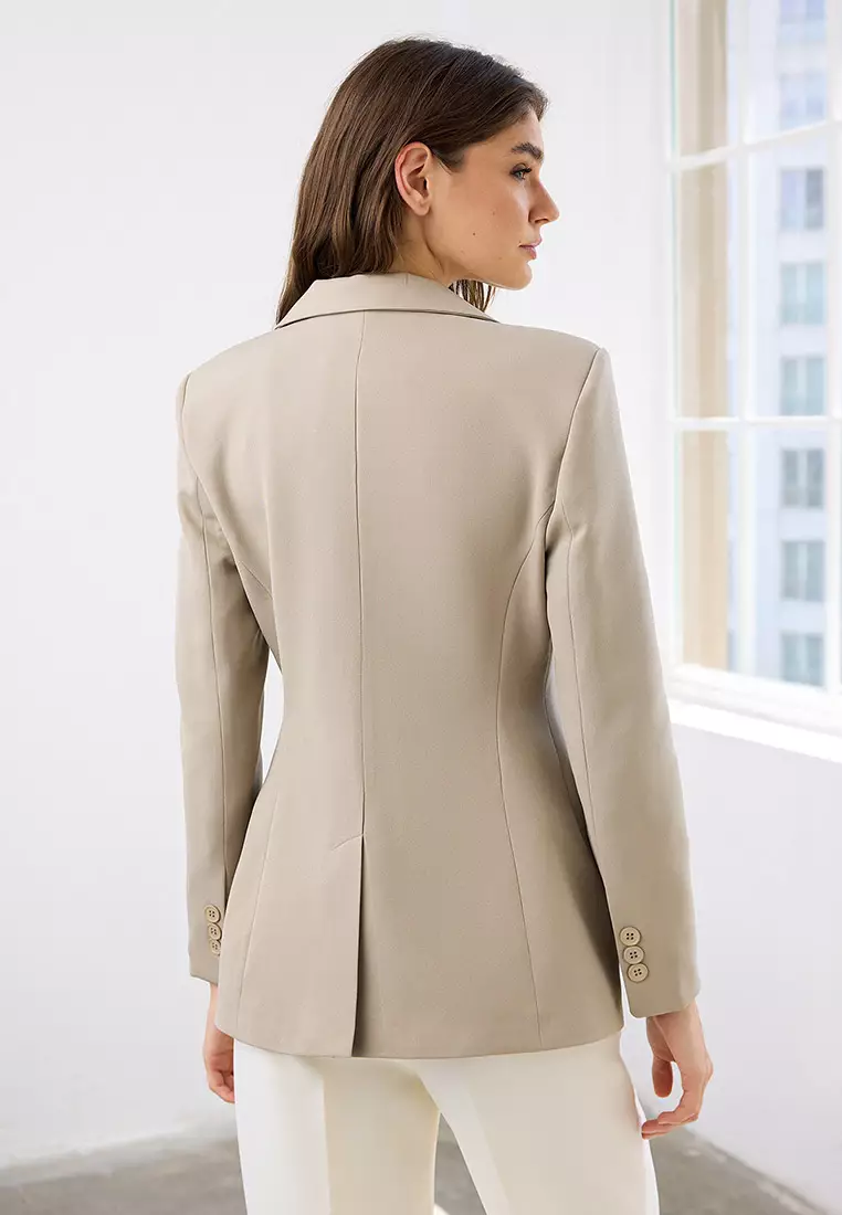Mink Fitted/Close-Fitting Woven Blazer Jacket Twoaw26Bc