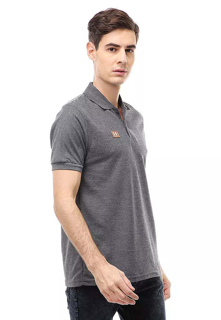 Jack Atasan Formal Pria T-Shirt Kaos Polo Polos Lengan Pendek Material Cotton ORIGINAL - Dark Gray