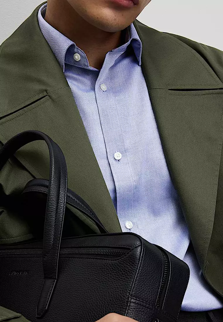 Slim Fit Non Iron Pure Cotton Textured Shirt