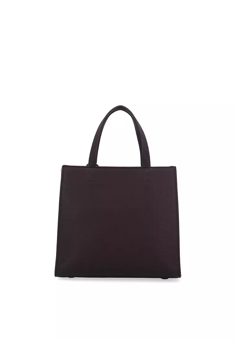 Ivy Charm Boxy Top Handle Bag - Dark Coffee