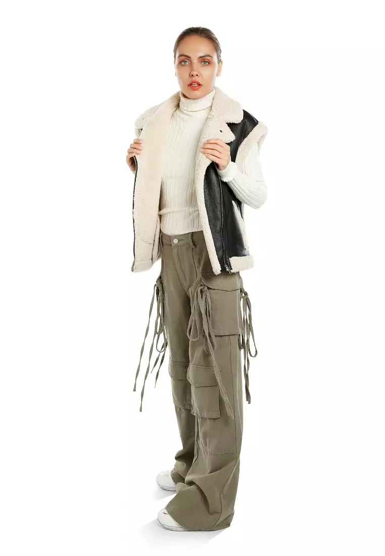 Unisex Black Notched Lapel Relaxed Vest