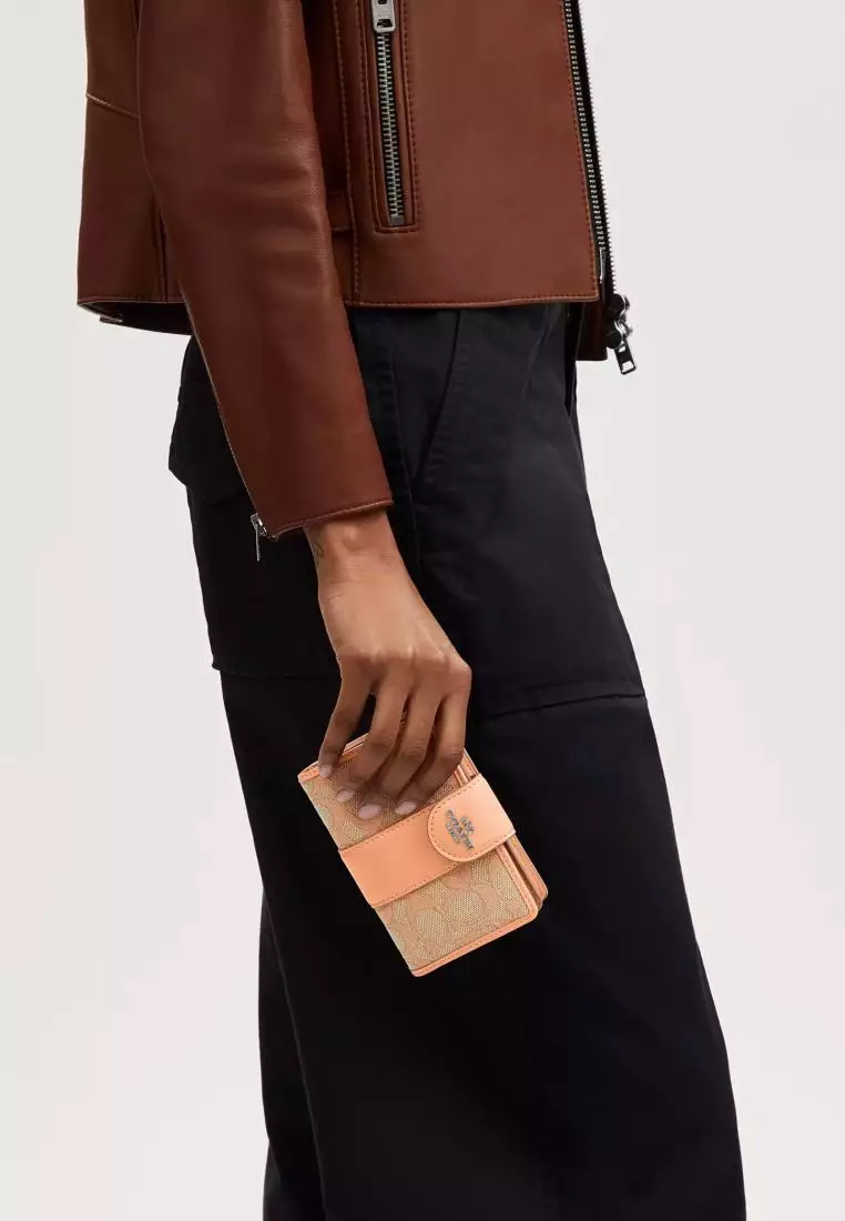 Coach Medium Corner Zip Wallet In Signature Jacquard Faded Blush