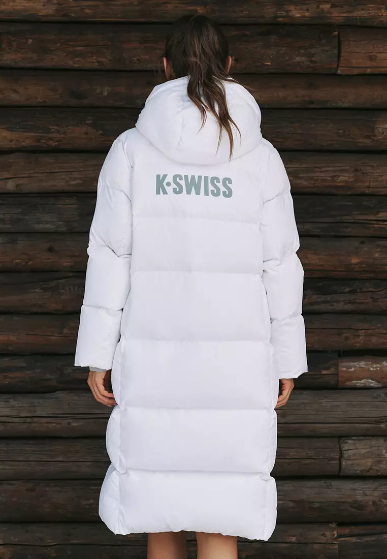 女裝 K-SWISS LOGO 防風長版鵝絨羽絨外套