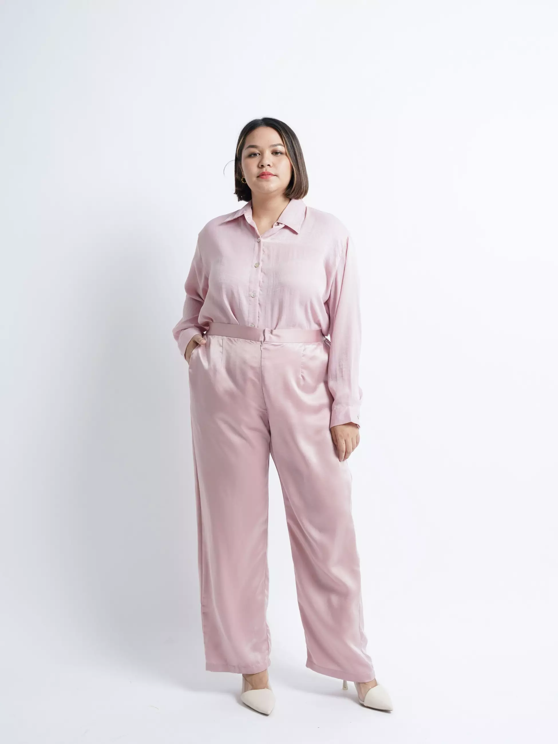 Plus Size Silk Pants Nolan Pink