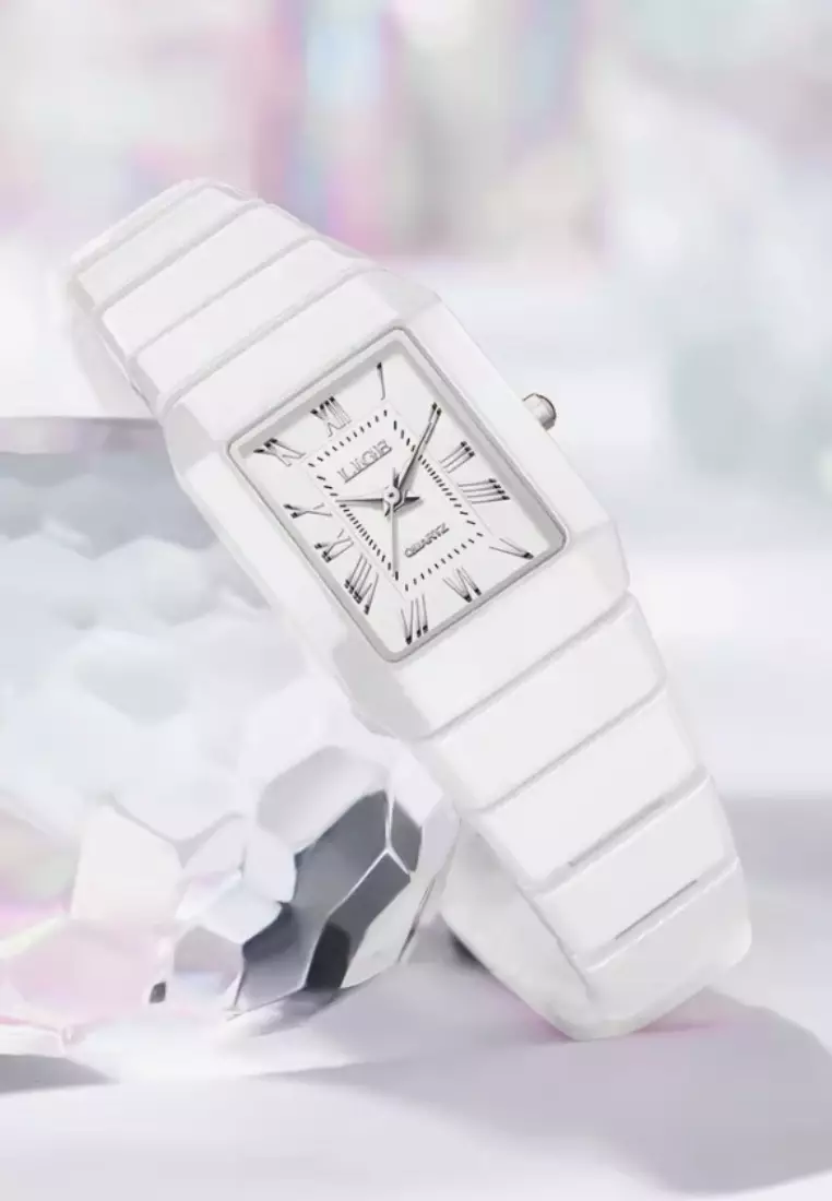 Ladies Ceramic Quartz Watch, 23x31mm, Ceramic Bracelet