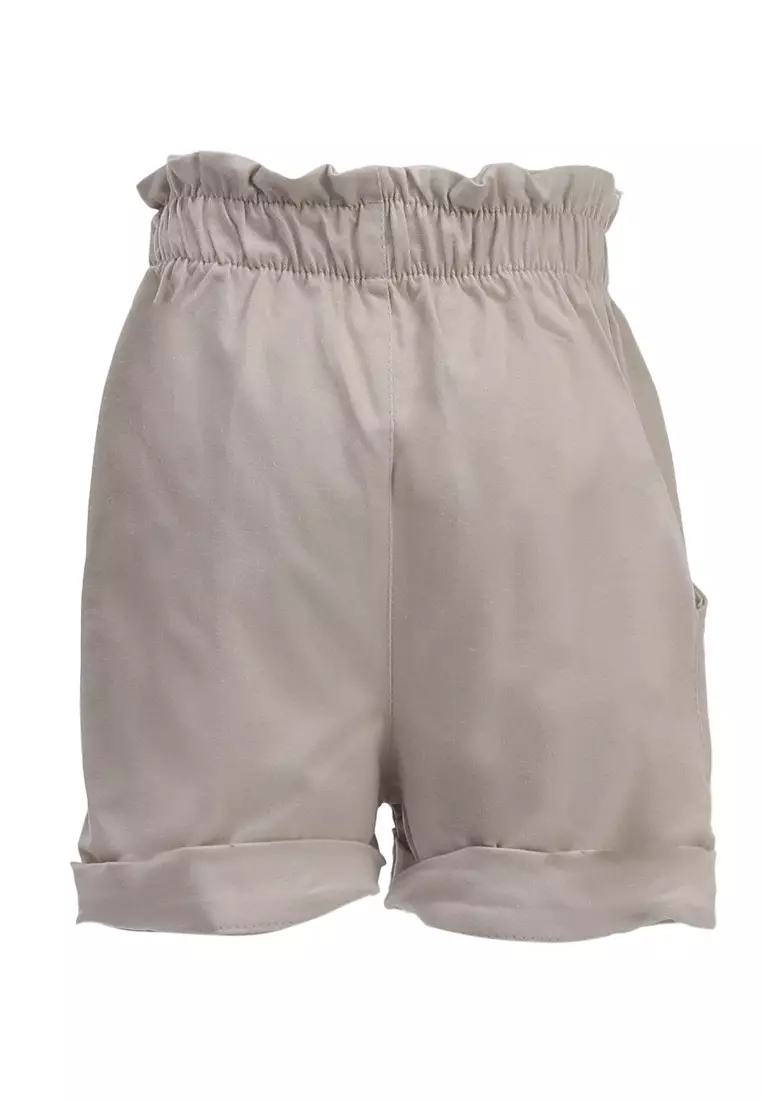 Milly Celana Pendek Anak Perempuan Short Chinos Motif Polos Pinggang Karet Material Cotton Twill ORIGINAL - Gray