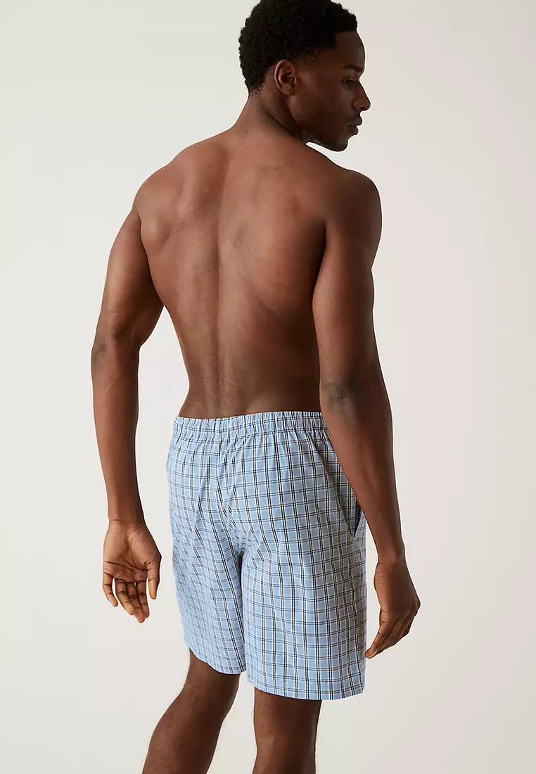 2pk Pure Cotton Checked Pyjama Shorts