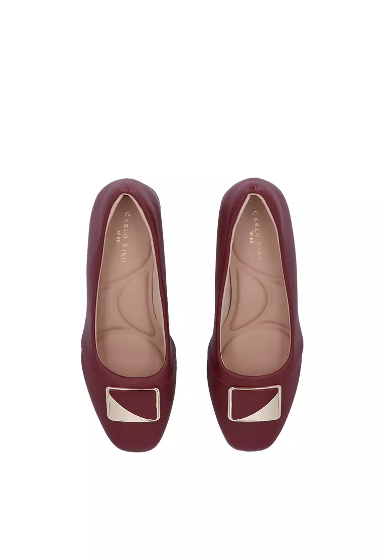 Maroon Florence Block Heel Pumps