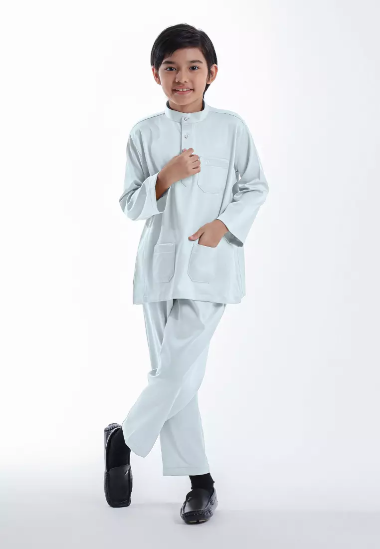 Alain Delon Baju Melayu Cekak Musang Budak - 19026505-31TintedAquaBlue