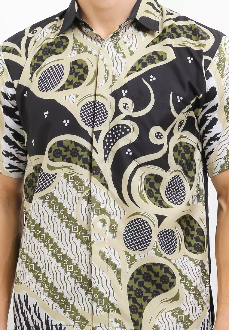 Dobby Kemeja Batik Exclusive Premium Pria Casual Modern Lengan Pendek