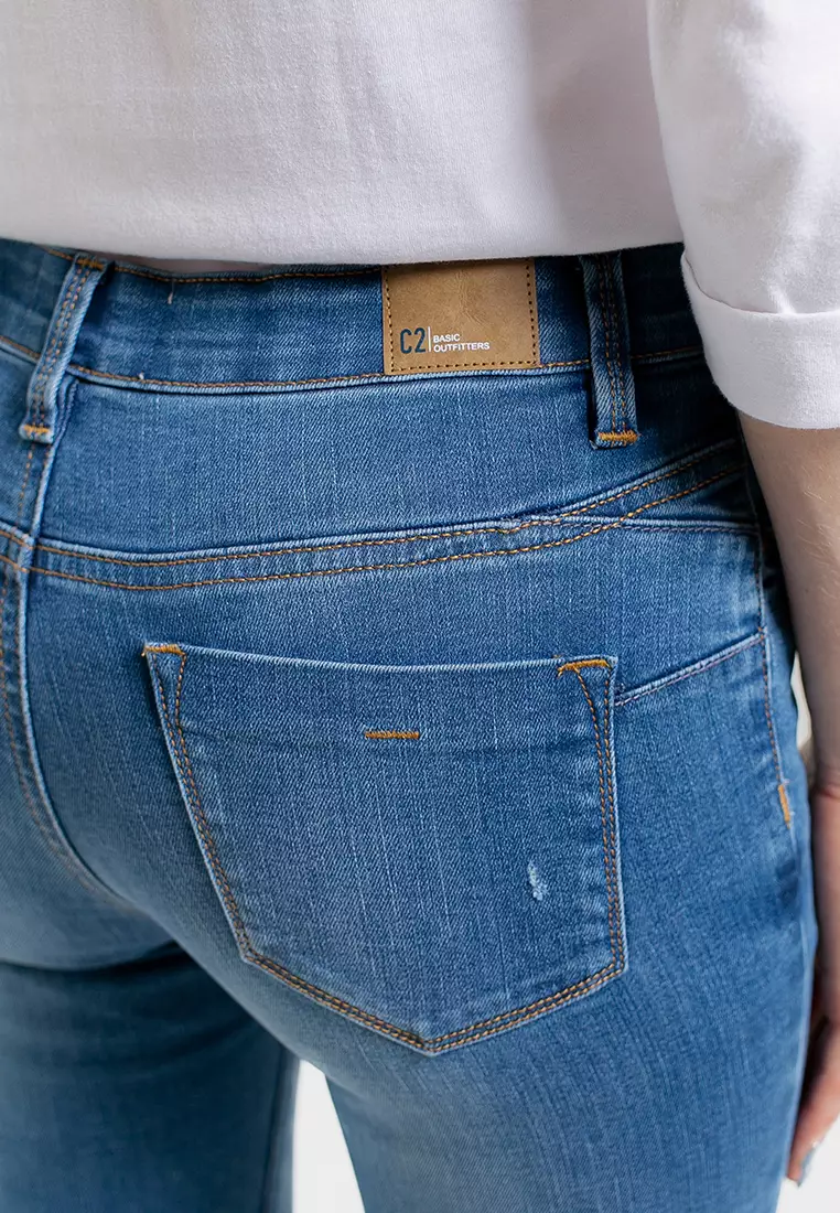 C2 Twixie Blue Jeans Capri Push Up