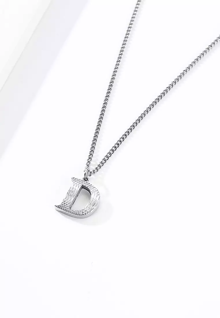 Unisex Design Titanium Steel Alphabet Pendant Necklace JW QF-DZ474