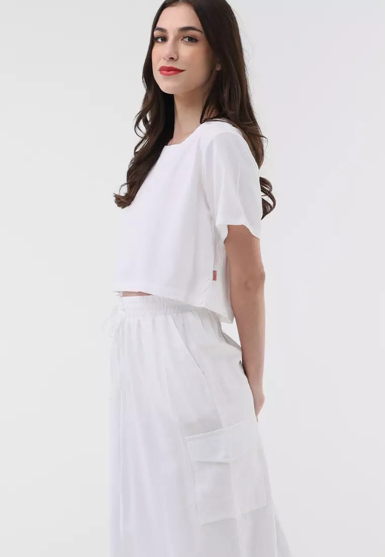 Short Sleeves Blouse/Skirt Terno