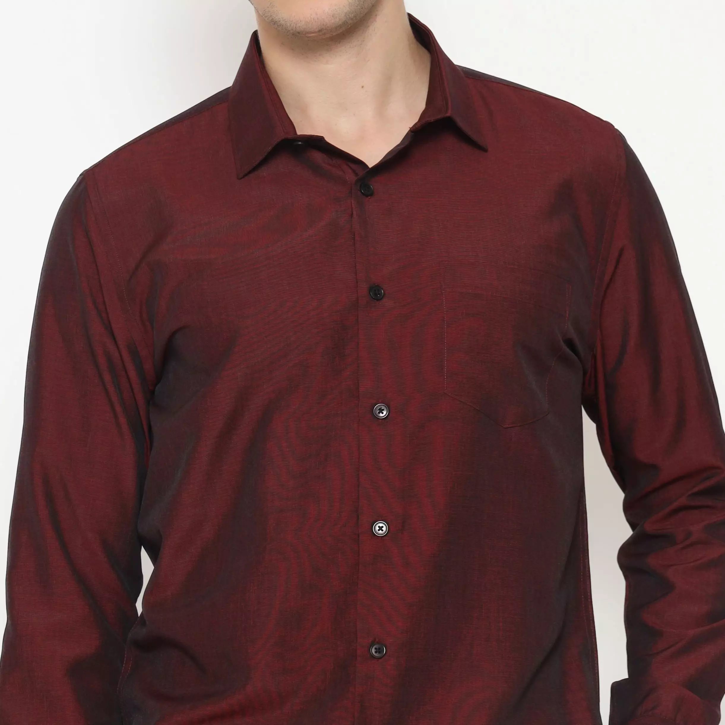MAGINOT Kemeja Pria Basic Polos Panjang DARK MAROON VER 1