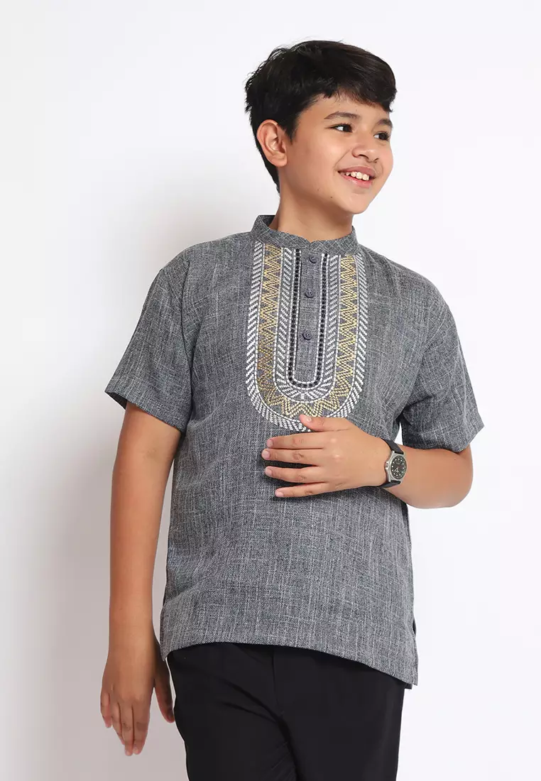 Baju Koko Set Anak Laki Universal Light Black - MODERN