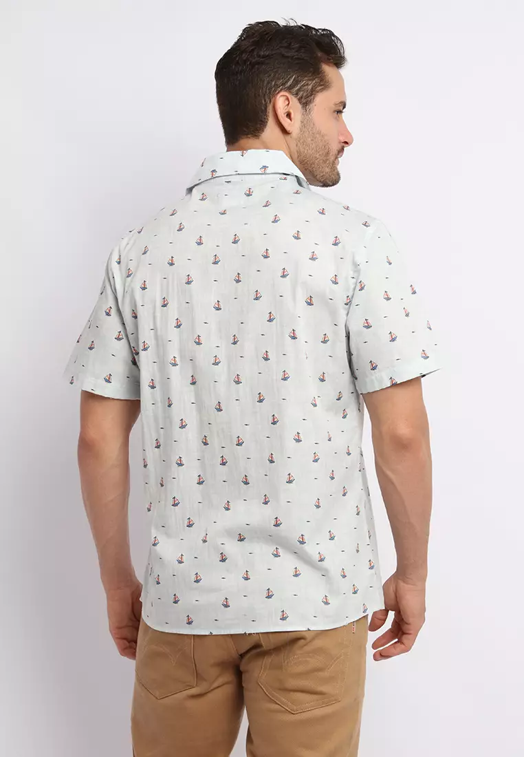 MAGINOT OSCAR WHITE Kemeja Casual Slim Fit Lengan Pendek