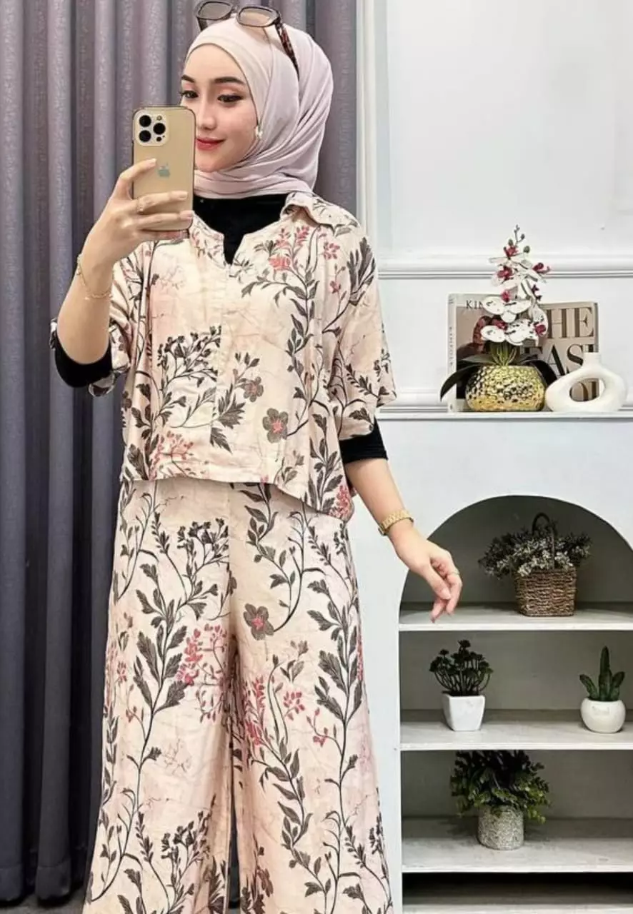 Setelan Kulot Crop Jumbo Soft Krem Premium Modern MYA