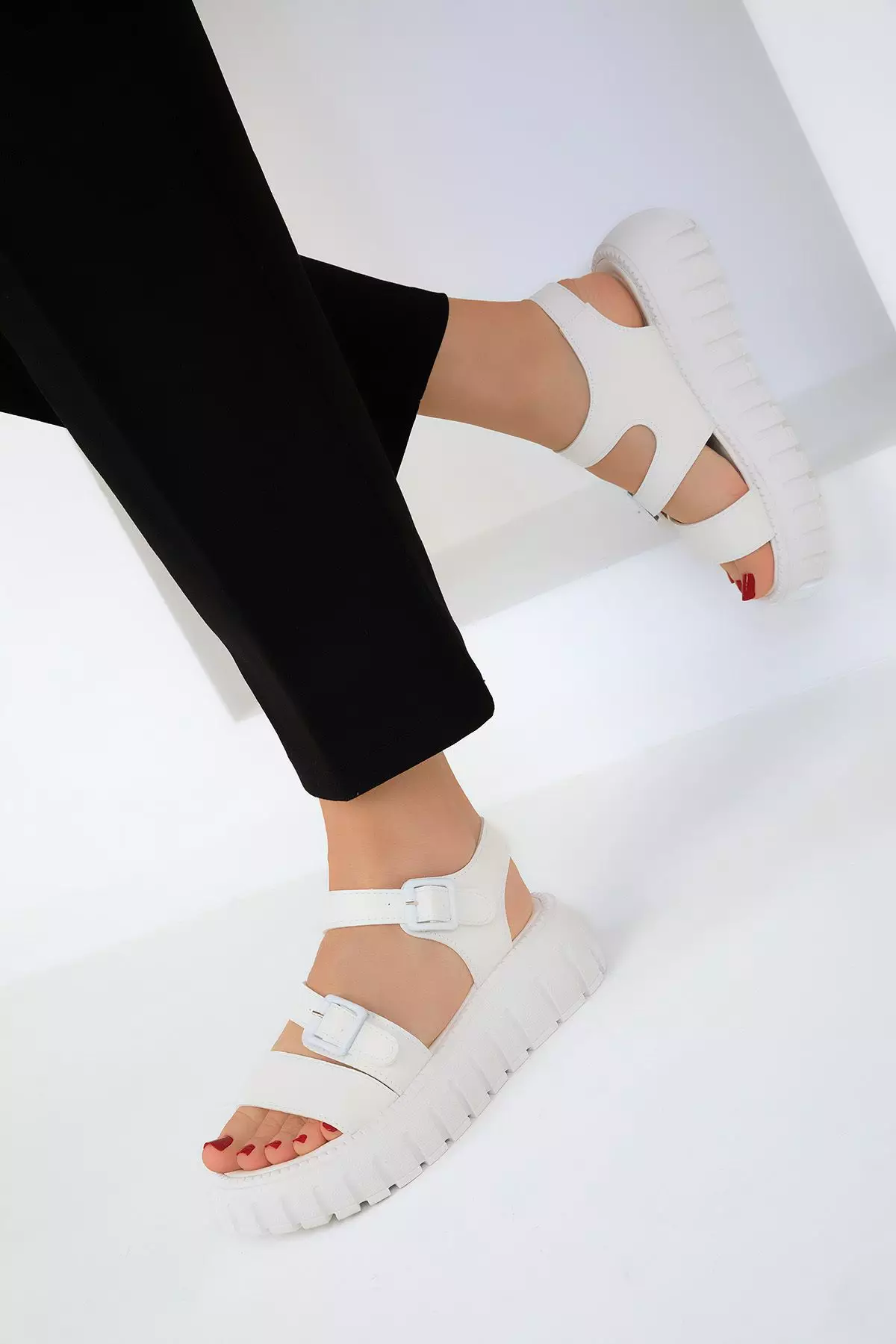 Platform Sandals Velcro Wedge Sandals Cleated Wedge Sandals