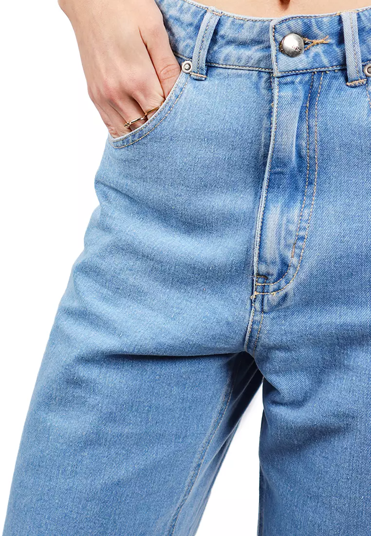 Teens High Waisted Straight Leg Fit Denim Jeans