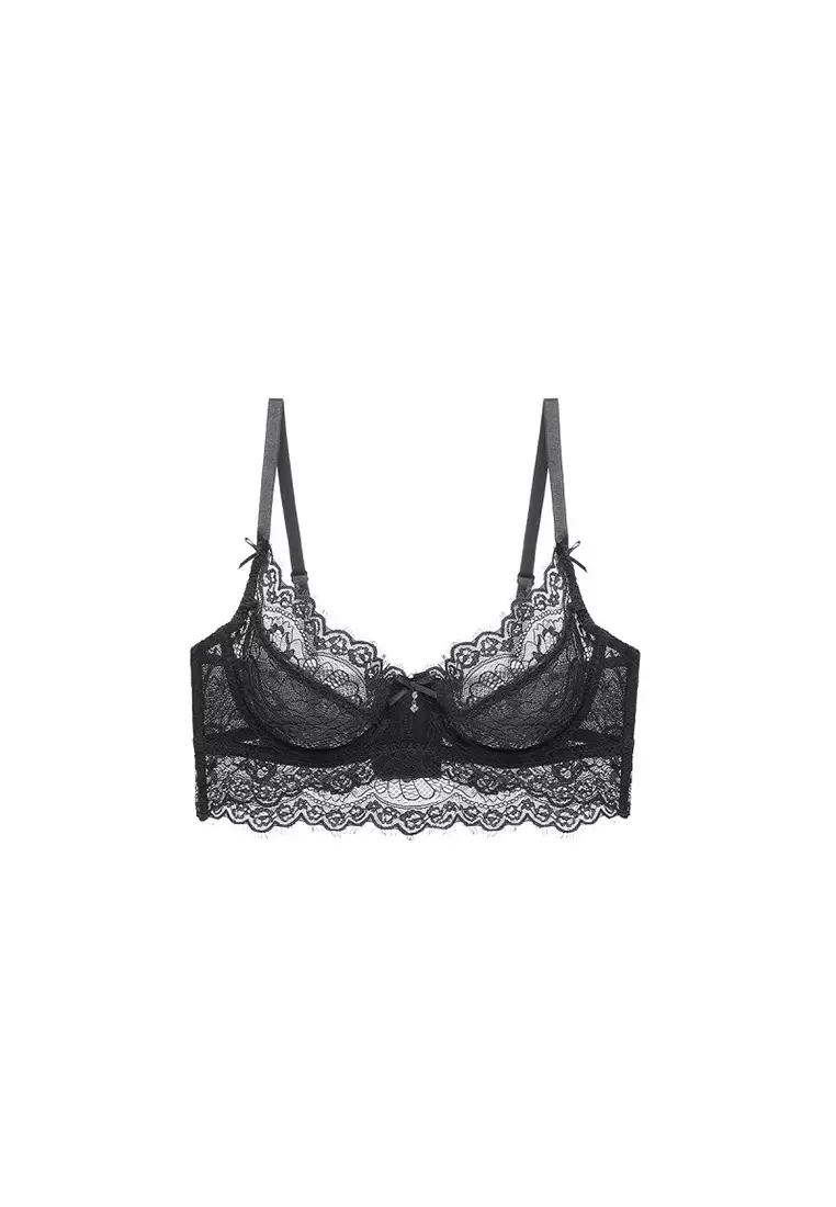 Buy ZITIQUE Sexy Push Up Ultra-thin Transparent Lace Bra Sexy Lingerie Set ( Bra And Panty) - Black Online