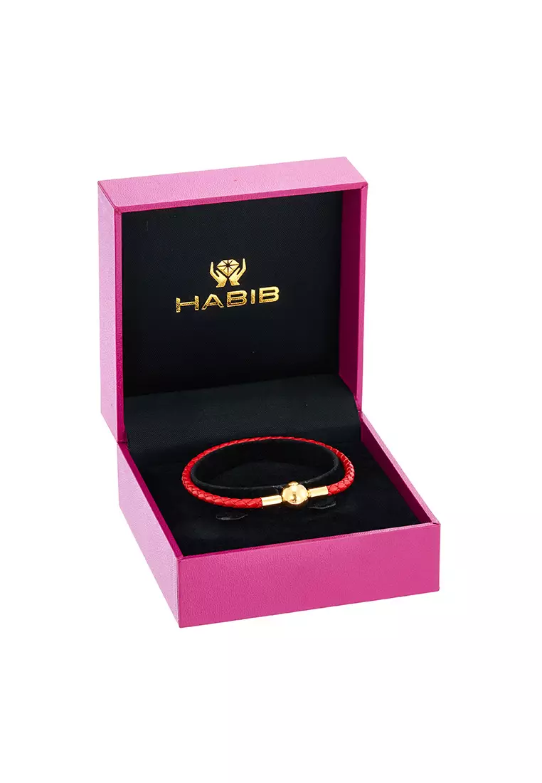 HABIB Leather Bracelet WWGB2210723 (Red Colour)