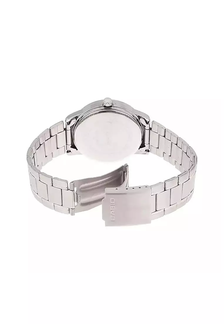Couple Analog Watch MTP/LTP-V002D-1B Silver Stainless Steel Strap