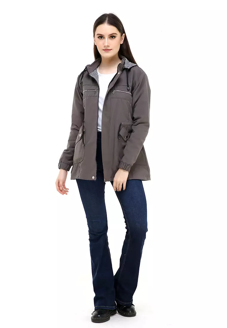 Hardwin Jaket Wanita Adventure Casual Longsleeve Jacket Outer Material Baby Canvas ORIGINAL - Gray