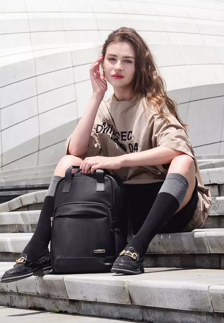 Nylon Lightweight College Bag 15.6 Inch Laptop Compartmen Travel Backpack For Women