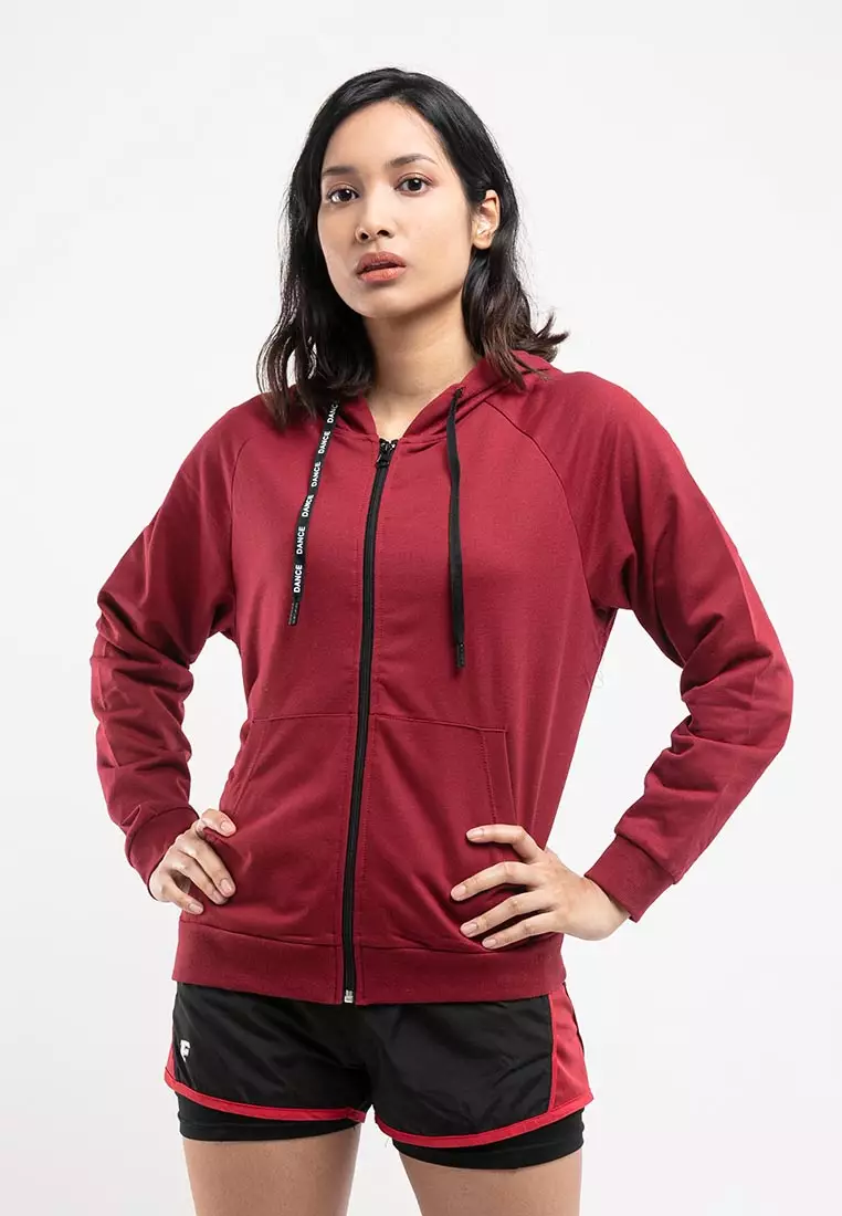 Forest Ladies Stretchable Sweatshirt Cotton Terry Hoodie Women Jacket | Jaket Perempuan - 830108-56Maroon