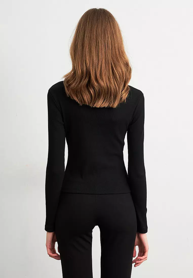 Asymmetrical Rib Blouse