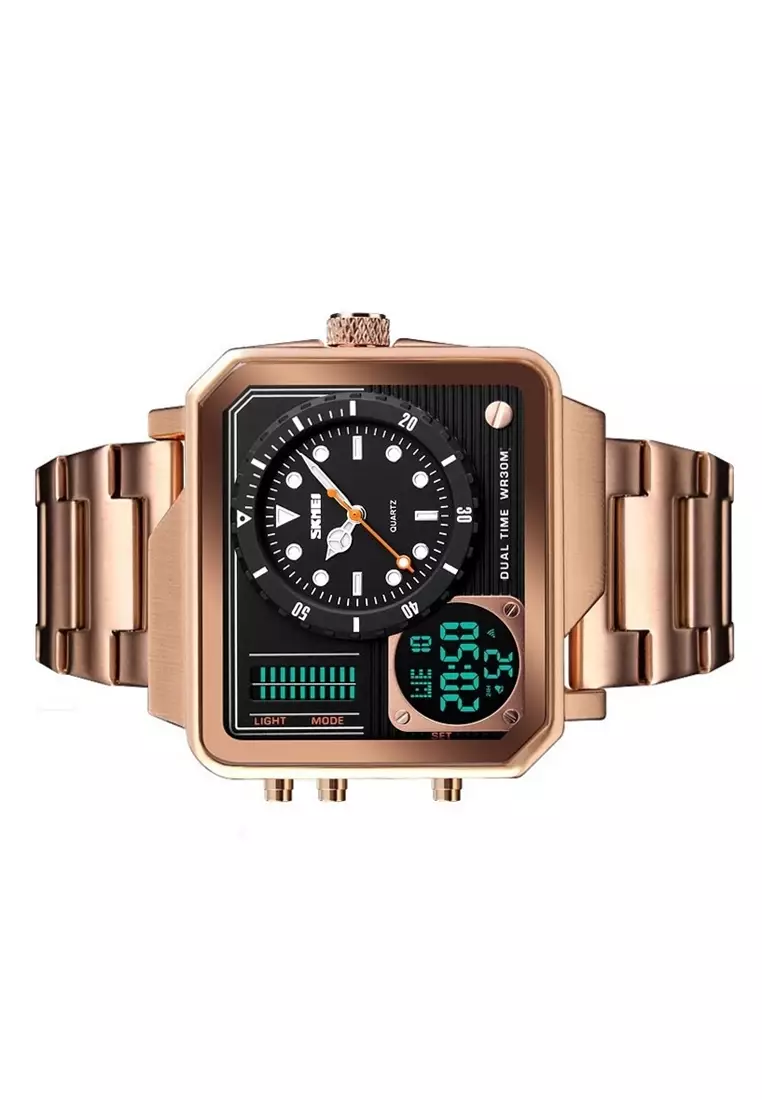 Jam Tangan Casual Analog Digital Modern Pria Strap Tali Material Stainless Steel YT12 ORIGINAL