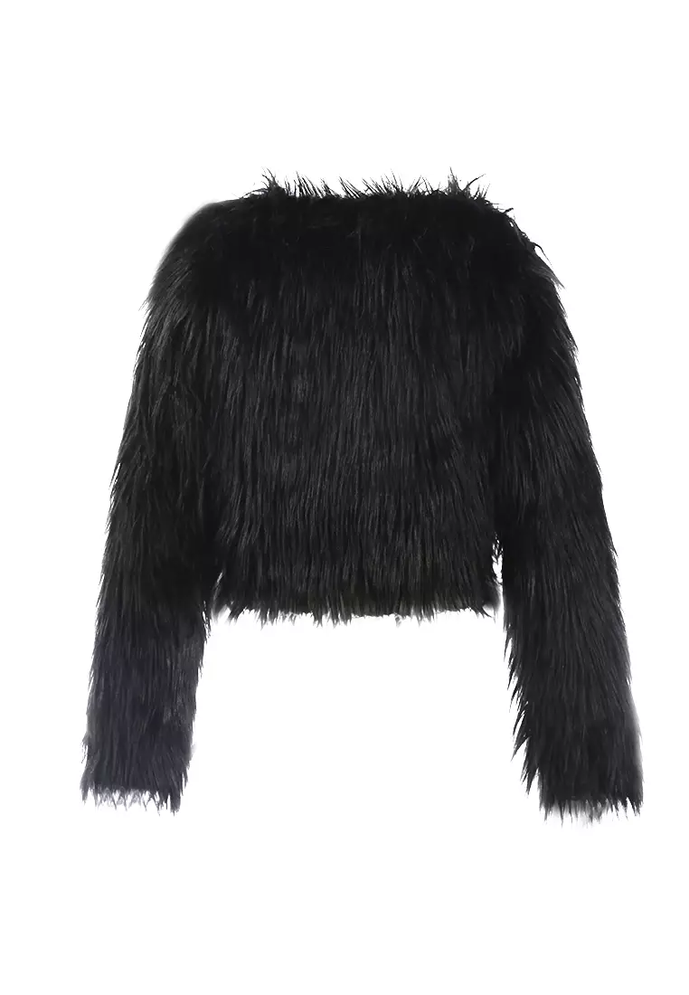 Buy London Rag Black Faux Fur Evening Jacket Online ZALORA Malaysia