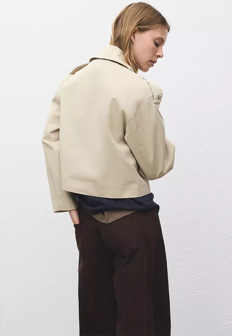 Double-Breasted Cropped Trench Coat