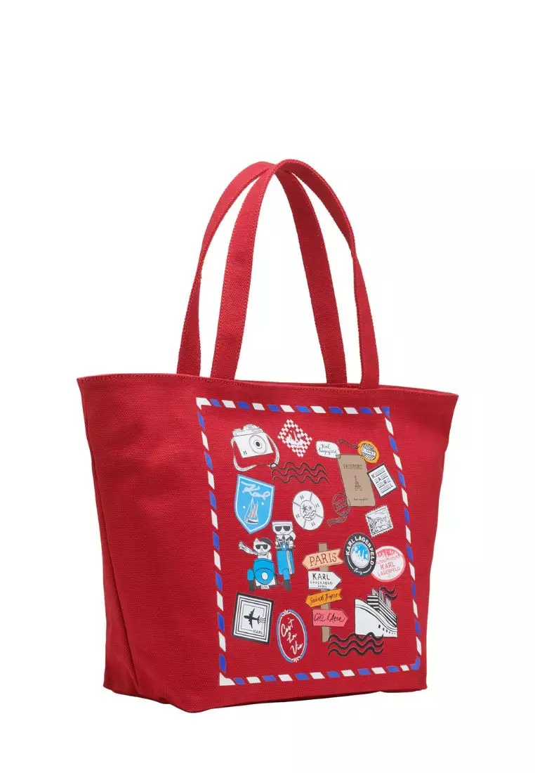 Cannes Canvas Karl Tote Crimson Multi