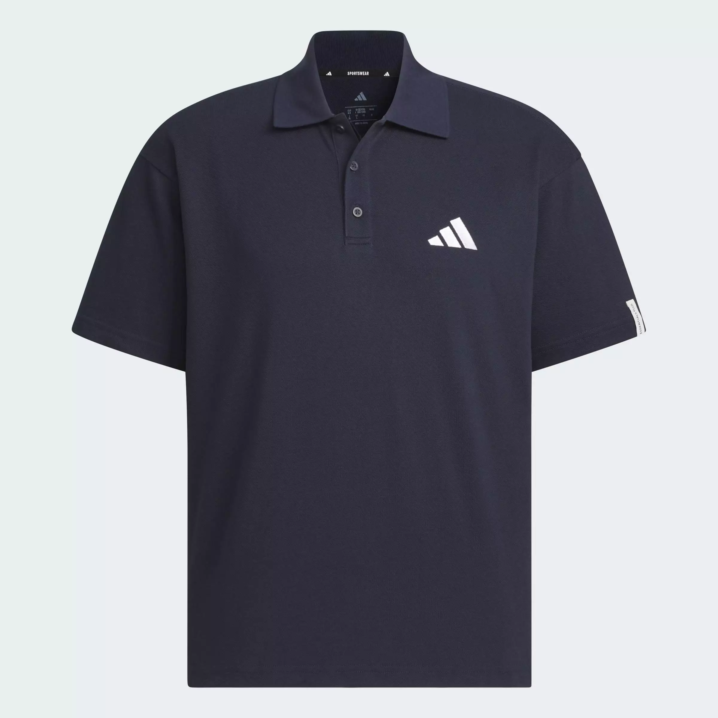 Lifestyle Essentials Plus Loose Fit Small Logo Short Sleeve Polo Shirt Men Blue JW6986