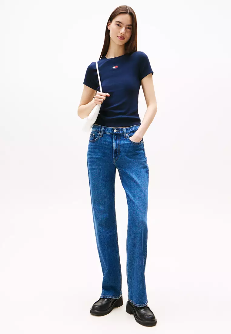 Slim Badge Rib Tee - Tommy Jeans