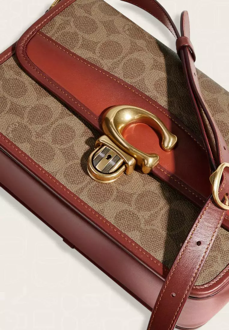 Coach Studio Shoulder Bag In Signature Canvas Tan Rust
