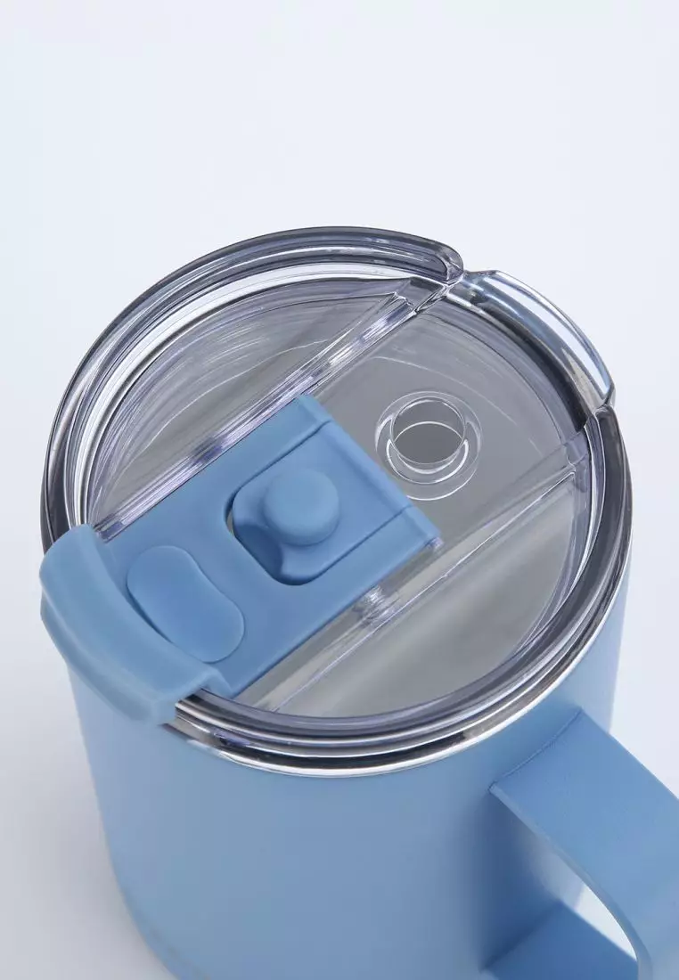 Crossing Neo Insulated S/S Leakproof Ceramic Mug W Handle And Lid 400ml - Heirloom Blue (Light Blue)